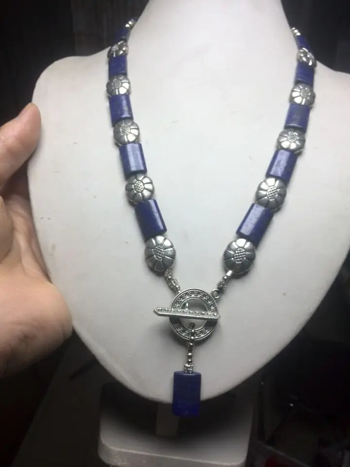 

0002986 25" 20x12MM oblong blue lapis lazuli necklace pendant