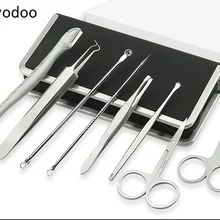 Лицо для удаления угрей комплект Extractor Cleaner Acne Прыщ Remover инструмент пинцет, ножницы Earpick комедона брови выскабливание комплект