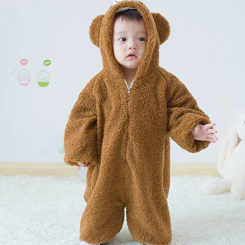 

New Baby Rompers Hooded Thickness Baby Costumes Girls And Boys Bebek Tulumu Baby Girls Clothes 7BR041