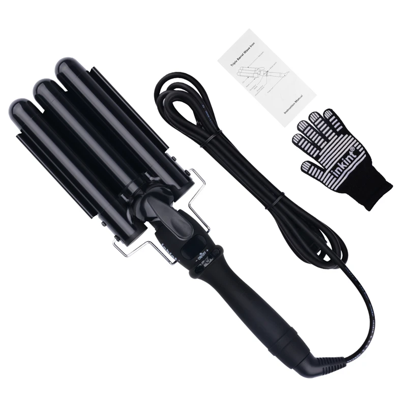 19/22/25mm 3 Barrel Curling Iron Wand hair curler Waver Roller LCD Tourmaline Ceramic Fast Heating hair styling tool Fast Heat fmk tourmaline ceramic styler hair waver curler roller 3 barrel wavers hair styling tools hair curling iron crimper tongs ht020a