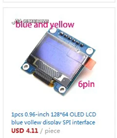 1 шт. 128X64 12864 IIC 0,96 дюймов 7pin O LED ЖК дисплей светодиодный дисплей модуль цвет желтый, синий двойной цвет для Arduino 0,96 "IIC SPI