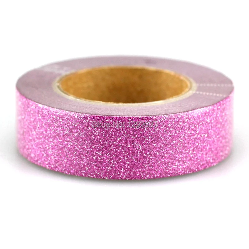 1PCS 15mm*10m Dark Pink Glitter Tape Decorative Washi Tape Paper DIY