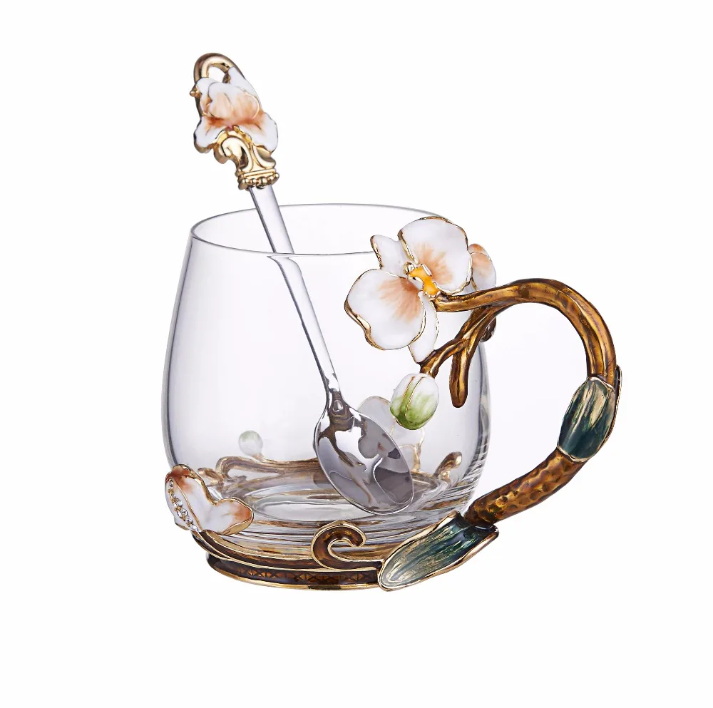 Enamels Orchid чайная кружка для питья кружка кофейная чашка кофейная кружка для питья очки Европейская с ложкой 11 унций/320 мл