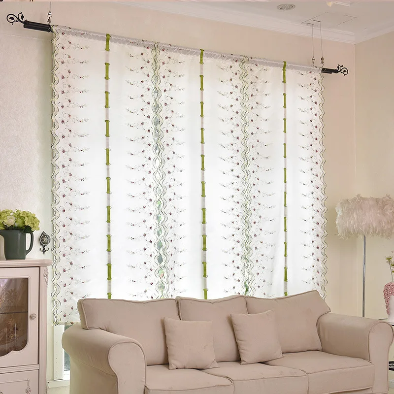 Fashion Terry Embroidery Curtain Homes Wave Living Room Balcony Voile Decoration 