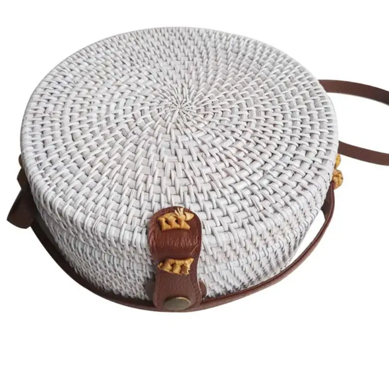 Женская соломенная сумка для хранения, летняя бамбуковая сумка, сумка-тоут на плечо, многоцелевой органайзер для косметики