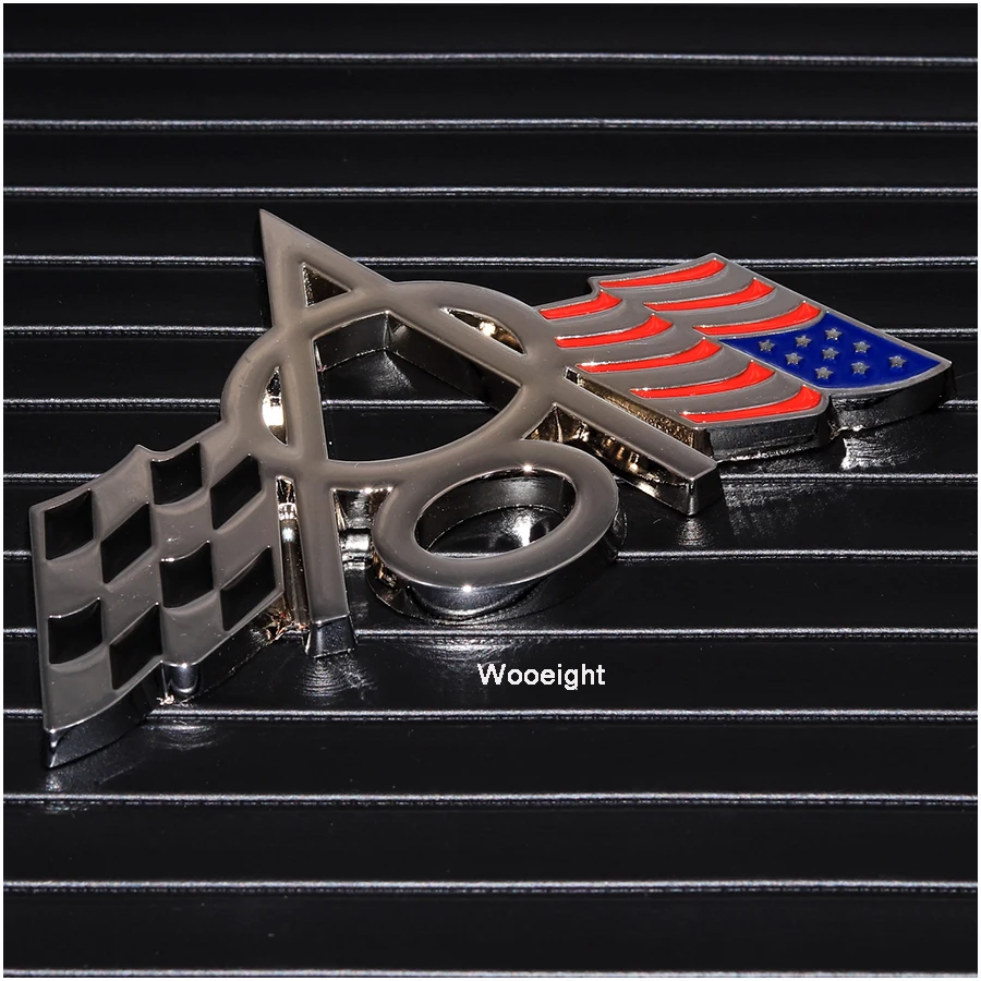 Wooeight 3D Metal V8 Emblem Badge American Flag Car Sticker Fender Tailgate Styling For Ford Chevrolet Keychain Trunk Key Ring  (1)