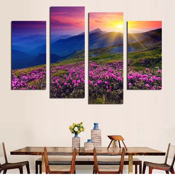

Hot Sale 4 PCS Modern Red Plant Flower Sunset Photo Art Prints Poster Wall Picture Canvas Painting No Frame Home Deco