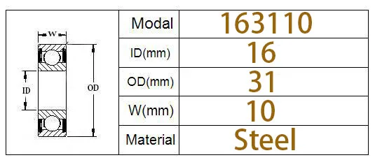 163110-2RS 163110 шариковый подшипник 16x31x10 мм 163110 2RS Подшипник для ремонта велосипедной оси нестандартный 6002-2RS