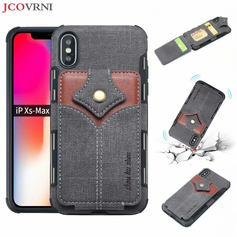 

JCOVRNI multi-function upper lower card case back cover for iphone XS XR 7plus8 8plus button protection card slot phone case