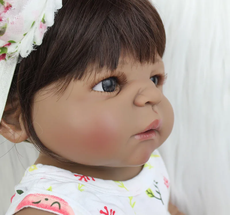 Princesa da Criança do Bebê Banho à Prova 55cm de Corpo Inteiro Silicone Reborn Bebê Boneca Menina 22 Pele Preta Recém-nascido Dwaterproof Água Brinquedos 6 boneca menina 22