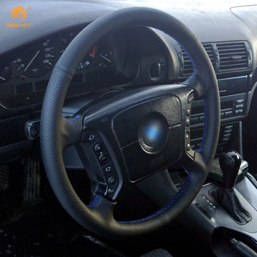 Чехол рулевого колеса автомобиля MEWANT из черной искусственной кожи для BMW E46 318i 325i