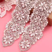 Pearls Wedding Belt Crystal Bridal Belt Sliver Rhinestones satin Bridal Sash For wedding dress accessories