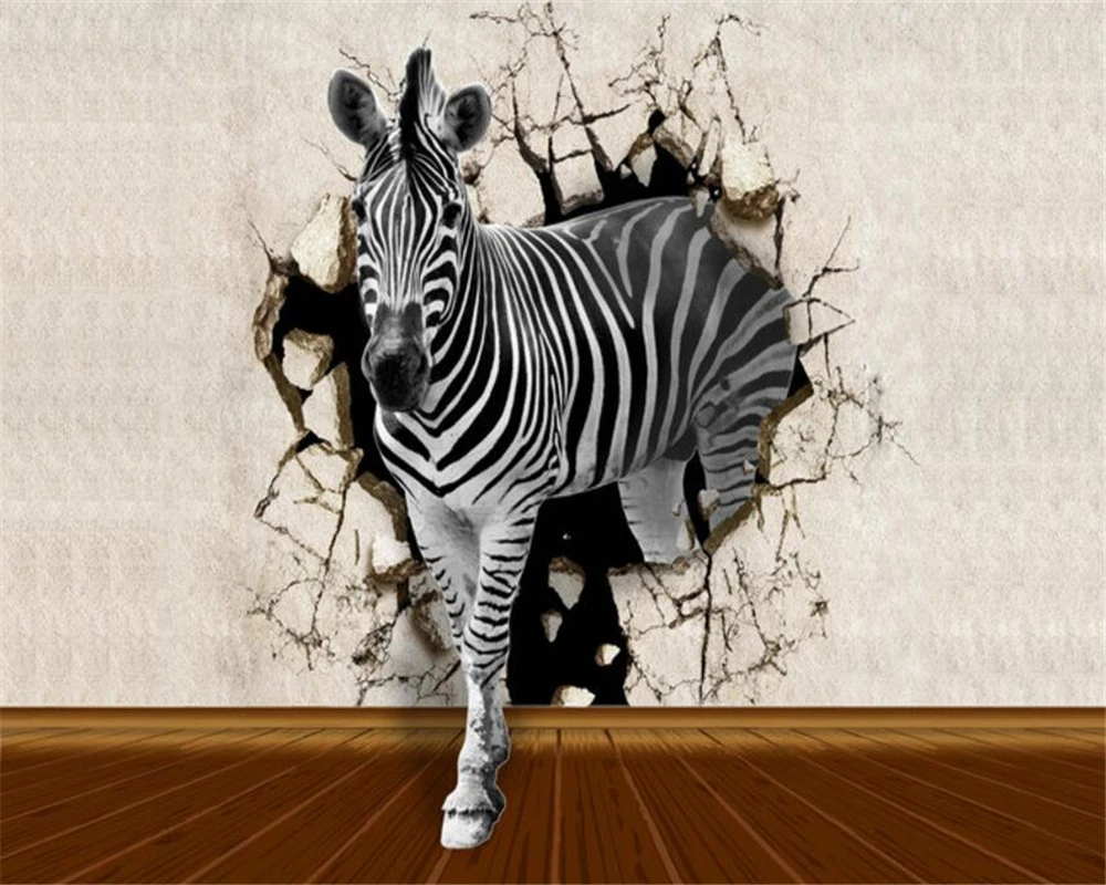 Customized murals wallpaper for walls Zebra Wood Flooring mural Wall paper 3d Living Room TV Background 3d wallpaper beibehang custom 3d cartoon underwater world wallpaper for children s room murals wallpaper for wall painting cafe tv background