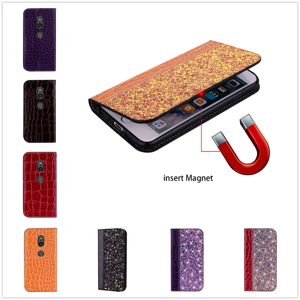 

Retro Cover for Sony Xperia XZ3 XZ2 XZ1 Bling Crocodile Leather TPU PU Fundas For Sony XA2 L2 L1 Phone Shell Book XZ 3 2 1 Coque