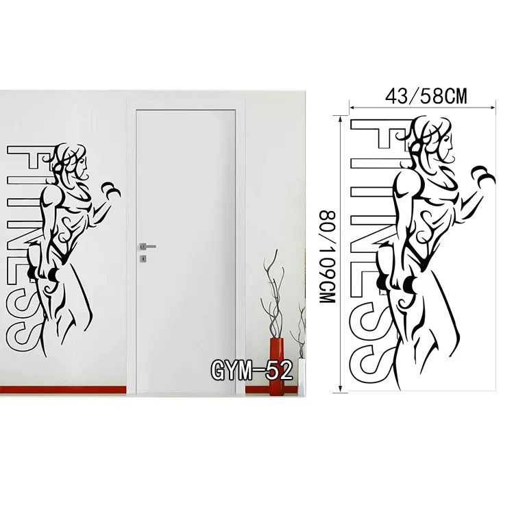 Новая виниловая наклейка на стену съемные настенные декорации фитнес-зал Тренировка Цитата упражнения наклейка на настенное украшение для комнаты - Цвет: GYM52