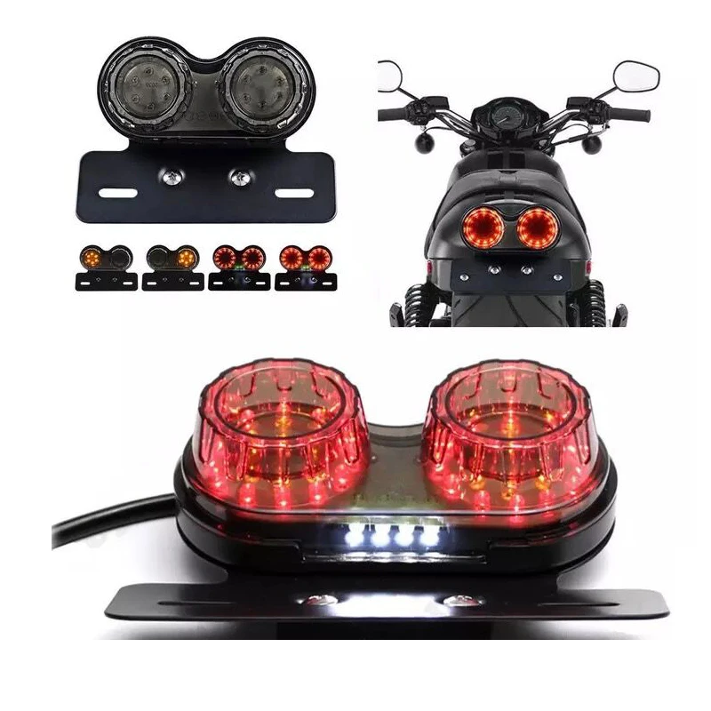Motorcycle Turn Signal Brake Led Light License Plate Holder Tail Lights LED Brake Tail Lamps For Harley Bobber Cafe Racer ATV (6)