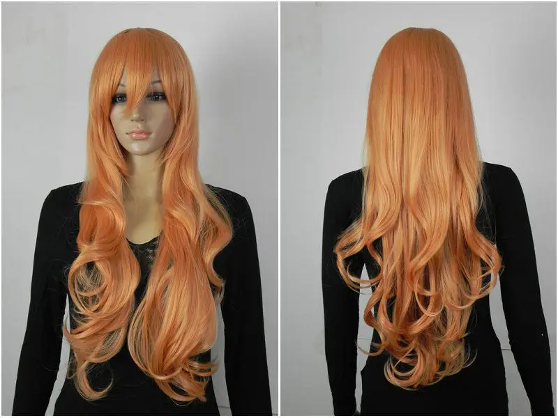 u &ampWholesale&gt Hot Stunning Lady Sexy Long wavy Orange Party wig |