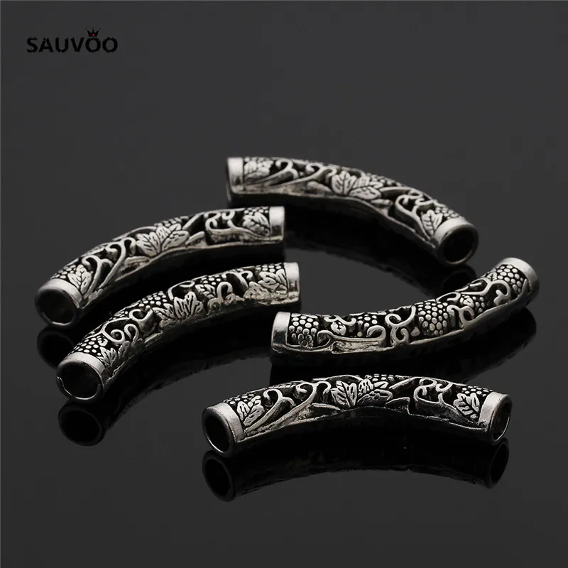 10 Pcs/lot 9*50mm Antique Silver Color Metal Tube Jewelry Findings Tube Connectors Beads Diy