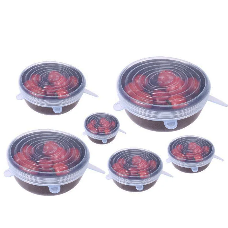 6 шт. силиконовые чехлы для посуды Keep food Freshnees многоразовые колпачки вакуумная