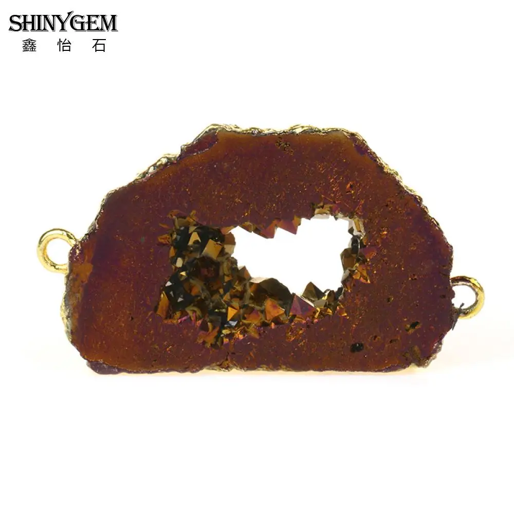 ShinyGem из друзы Камень Подвески минеральные Натуральный Камень Подвески для изготовления ювелирных изделий Разъемы для DIY ювелирных изделий 5 шт