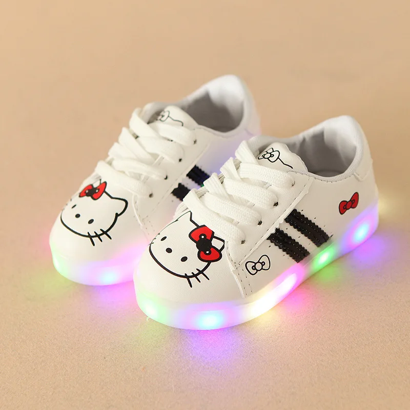

2017 LED lighted fashion cartoon children casual sneakers Lovely princess baby boys girls shoes high quality sports kids shoes