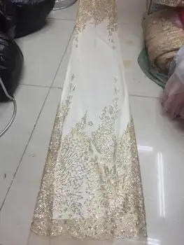 

2017 Hot African nigerian guipure net lace,high quality french lace Fabric for Wedding dresses glitter glod fabric
