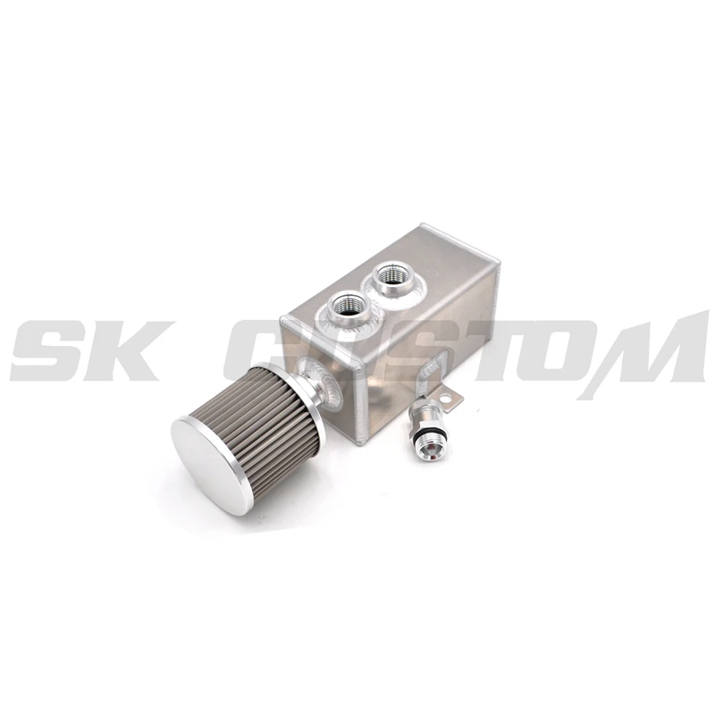 

SK CUSTOM-1L,2L,3L Aluminum oil catch can tank with breather & drain tap 1LT/2LT/3LT baffled 7/8-14 UNF