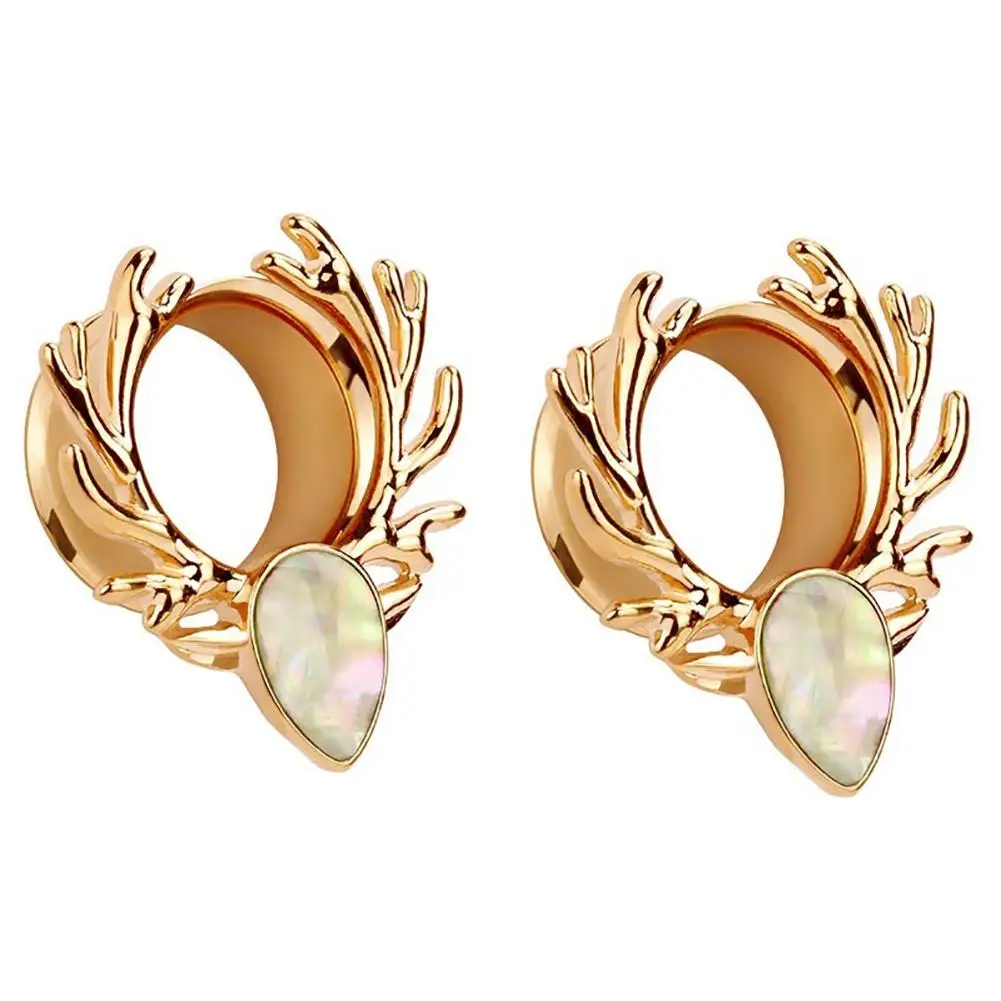 

1Pc Antlers Teardrop Rhinestone Flesh Tunnel Ear Plug Expander Piercing Earring New