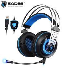 Sades A7 USB Gaming Headset Headphones 7.1 Stereo Surround Sound Earphone Game Headphone with Microphone Led for PC Laptop Gamer Sades A7 USB Gaming Headset Headphones 7.1 Stereo Surround Sound Earphone Game Headphone with Microphone Led for PC Laptop Gamer