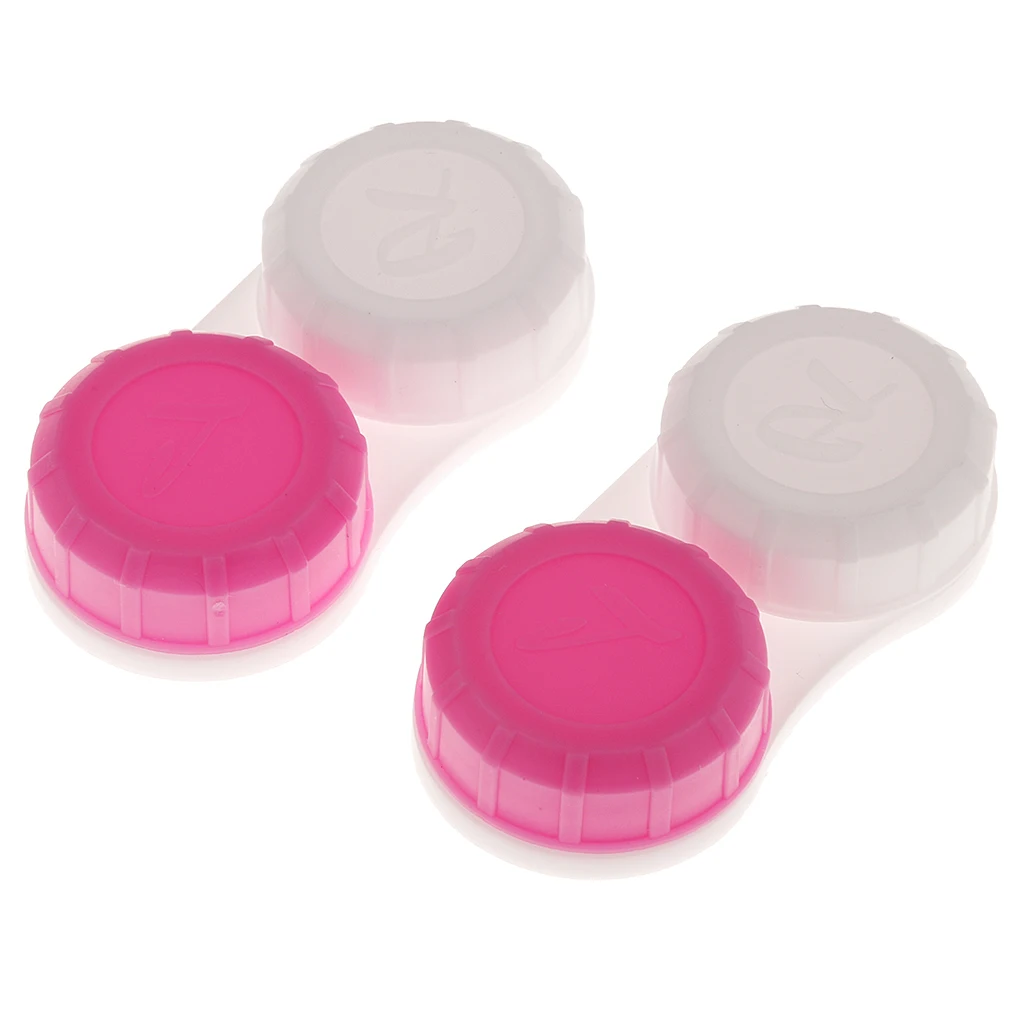 10pcs Screw Top Contact Lens Case Soaking Storage Soft Eye Lens Container  Rose Red