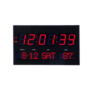 

LED digital dot matrix wall clock Large led digital wall ckock with thermometer modern electronic led clock living room clock
