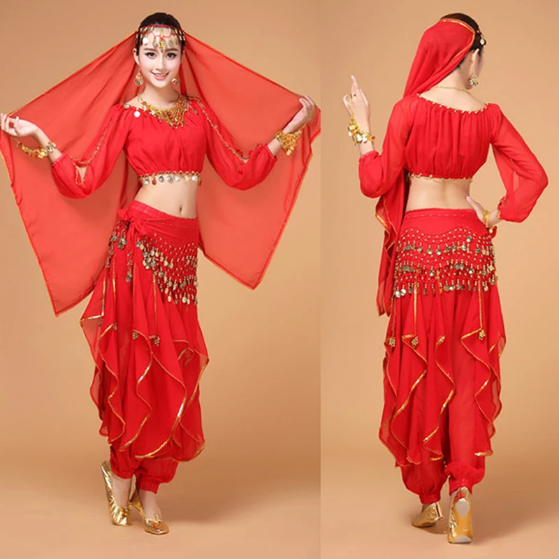 2017 New 4pcs Set Belly Dance Costume Bollywood Costume Indian Dress
