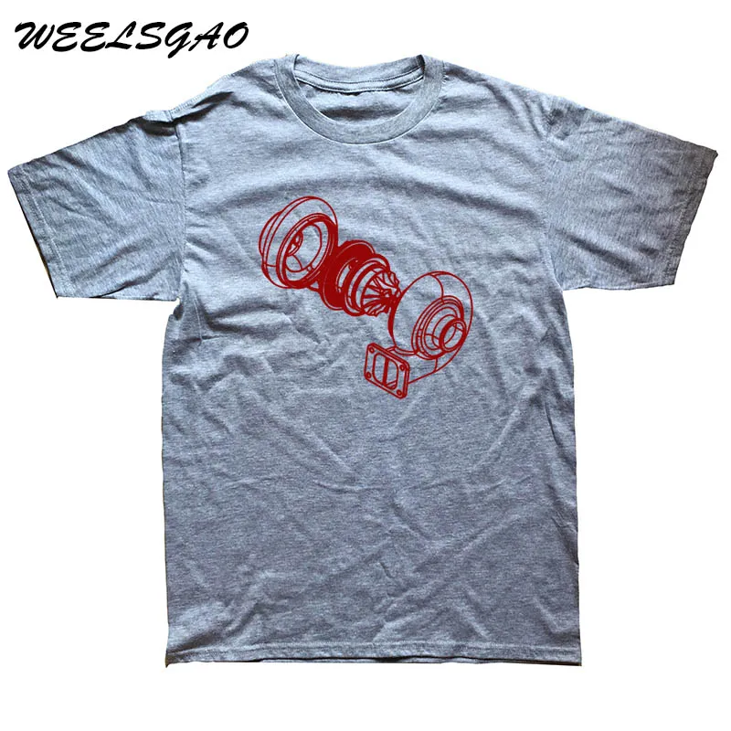WEELSGAO/мужская футболка с турбо-автомобилем, топы для взрослых, одежда с вырезом лодочкой, футболка с принтом, Молодежные футболки размера плюс - Цвет: GRAY
