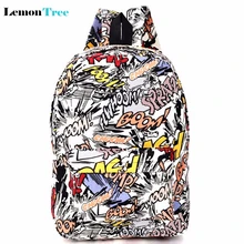 Hippie Facebook Leinwand Rucksäcke Schüler Schultasche Cartoon mc Druck Rucksack Travel Pack Graffiti Bolsa Mochila