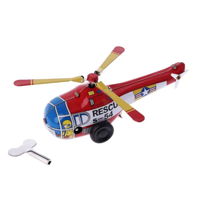 

Metal Airplane Children Kids Toys Vintage Clockwork Spring Rotation Helicopter Colorful Painting Creative Gifts Plane Decoration