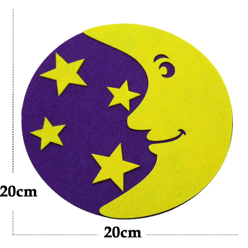 Felt Fabric Sheet Craft Fabric Flowers Cartoon Moon Star Felts Non-woven Cloth Felting Flower Tree Large Banyan Walls Kindergarten Kids Room Decoration
