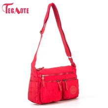 TEGAOTE Женская сумка Роскошные сумки Женские Дизайнерские однотонные нейлоновые сумки на плечо водонепроницаемая сумка-мессенджер