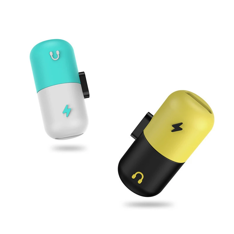 

2 in 1 Pill Shape Mobile Phone Adapter For iPhone Dual USB Adapter Converter Phone Charger Charging Cable Audio Earphone Adapter