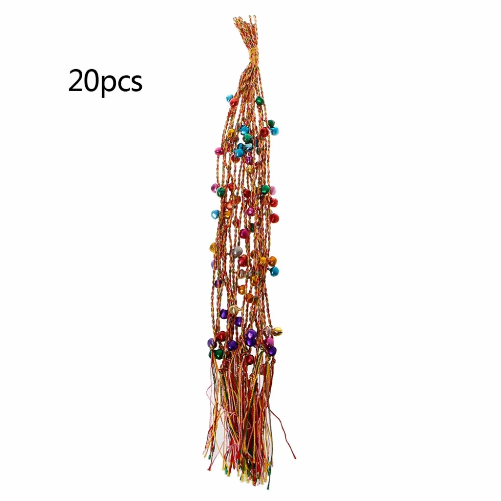 

20PCS Handmade Braided Surf Friendship Multi String Bracelets With Small Bells colorful