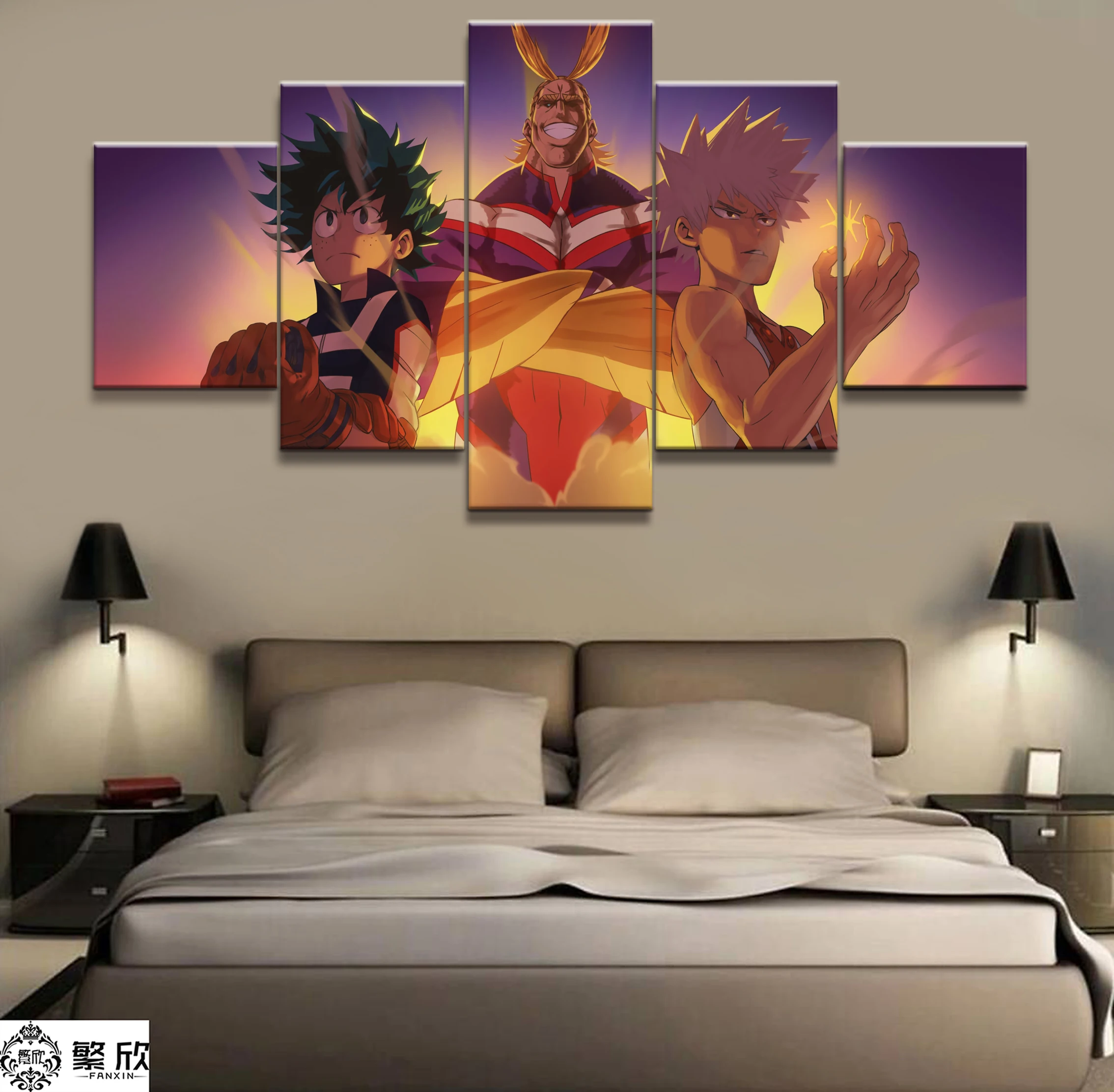 Wall Art Poster Painting Modular Pictures For Living Room Decorative Pictures Canvas Printed 5 Panel My Hero Academia Animation