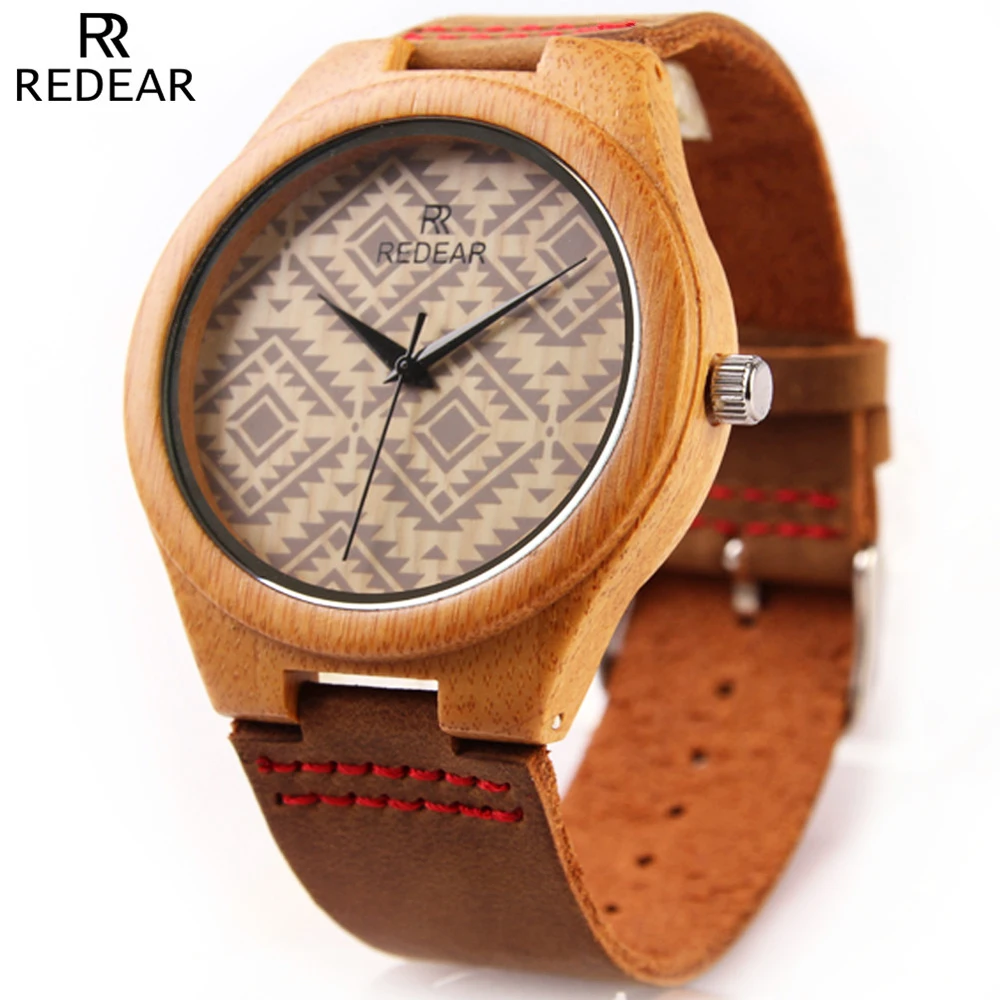 Wood font b Watches b font Men 2016 New REDEAR Brand Men s Natural Bamboo font