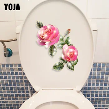 

YOJA 22.2*15CM Pink Flower Combination Fashion WC Toilet Decoration Home Bedroom Wall Sticker T1-0656