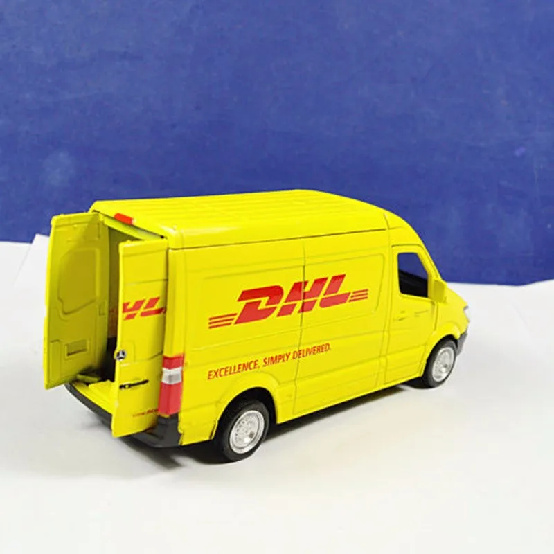 1/36 масштаб литая под давлением Модель автомобиля игрушки коммерческий автомобиль желтая модель для экспресс-DHL модель автомобиля коллекция подарков для детей мальчиков