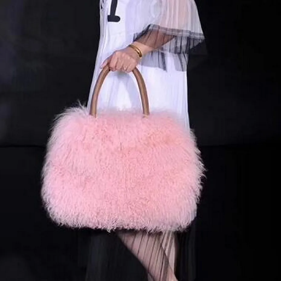 ZDFURS* натуральная ягненка меховая сумка Для женщин модные очаровательные шерсть меховая сумка меховые сумки