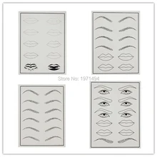 Самые дешевые 30 шт комбинированные брови губы глаза поддельные кожа для обучения татуировкам постоянный макияж бровей практика кожи для микроблейдинга машины