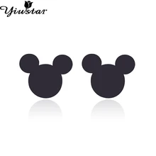

Yiustar New Arrival Black Romantic Mickey Earrings for Children Kids Jewelry Cute Cartoon Stainless Steel Stud Earrings for Kids