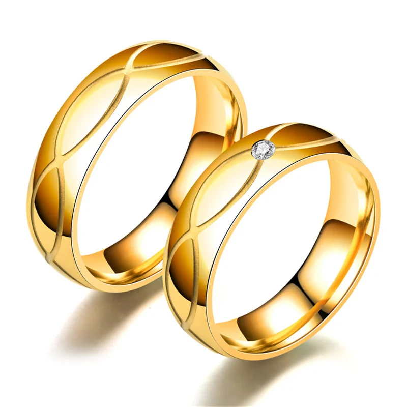 Ширина 6 мм Размер 5,5-14 высокое качество Титановая сталь классические обручальные кольца для влюбленных золотые свадебные украшения