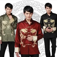 Шанхай история длинный рукав Тан костюм Китайский традиционный Дракон печатных куртка Китайская одежда мандарин воротник куртка для мужчин