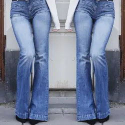 Женские джинсы с высокой талией 2019 Большие размеры синие сапоги Джинсы женские s S-3XL уличная Женская Повседневная Потертая джинсовая брюки