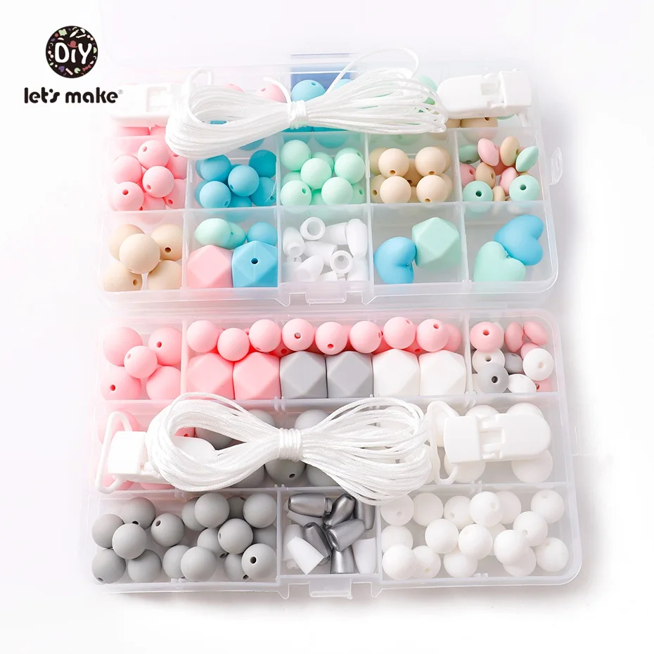 

Let's Make Baby Accessories 2set Pacifier Clip DIY Crafts Nursing Necklace Teething Jewelry Baby Silicone Beads Silicone Teether